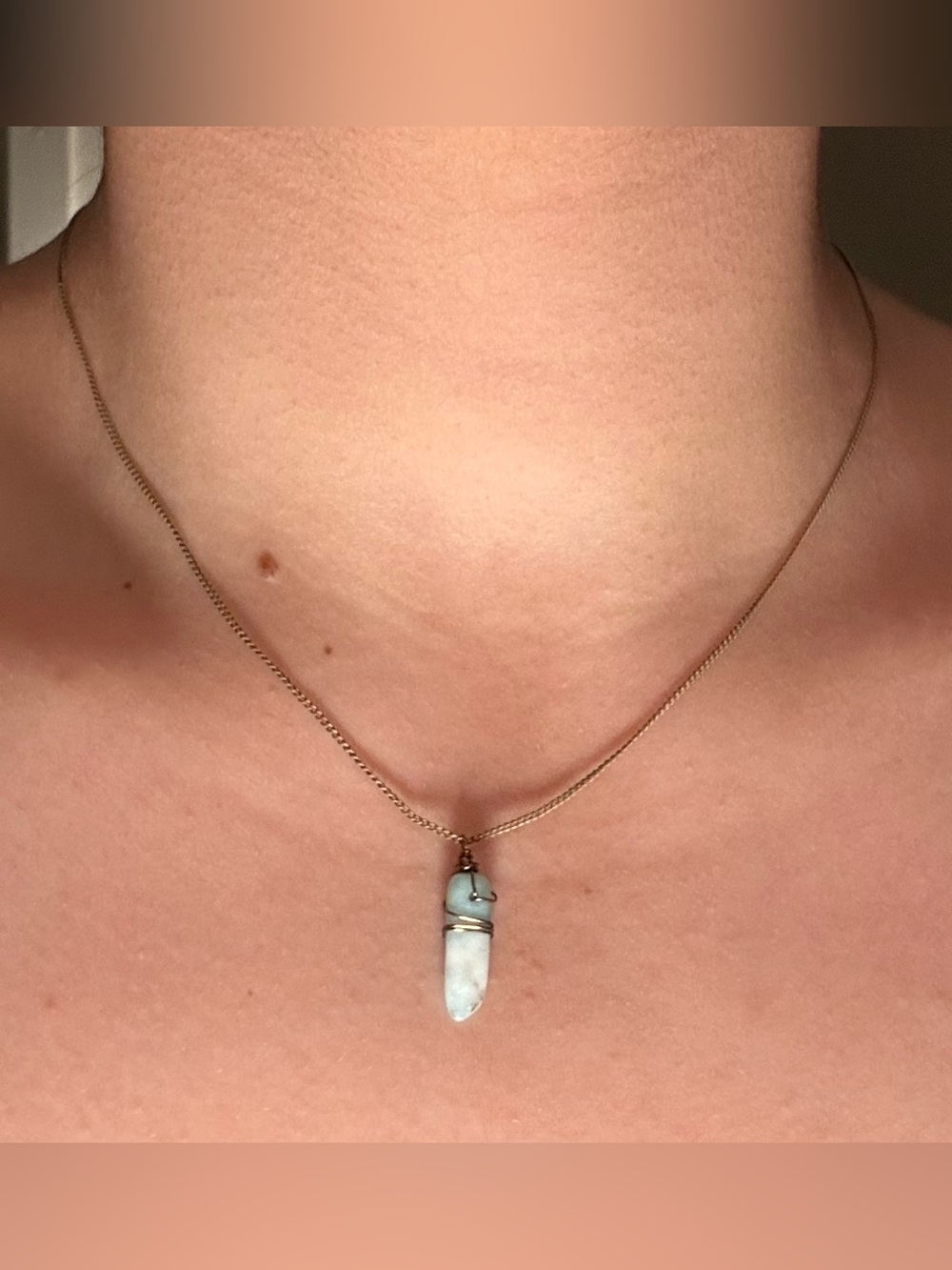 Gold Chain Necklace with  Stone Pendant